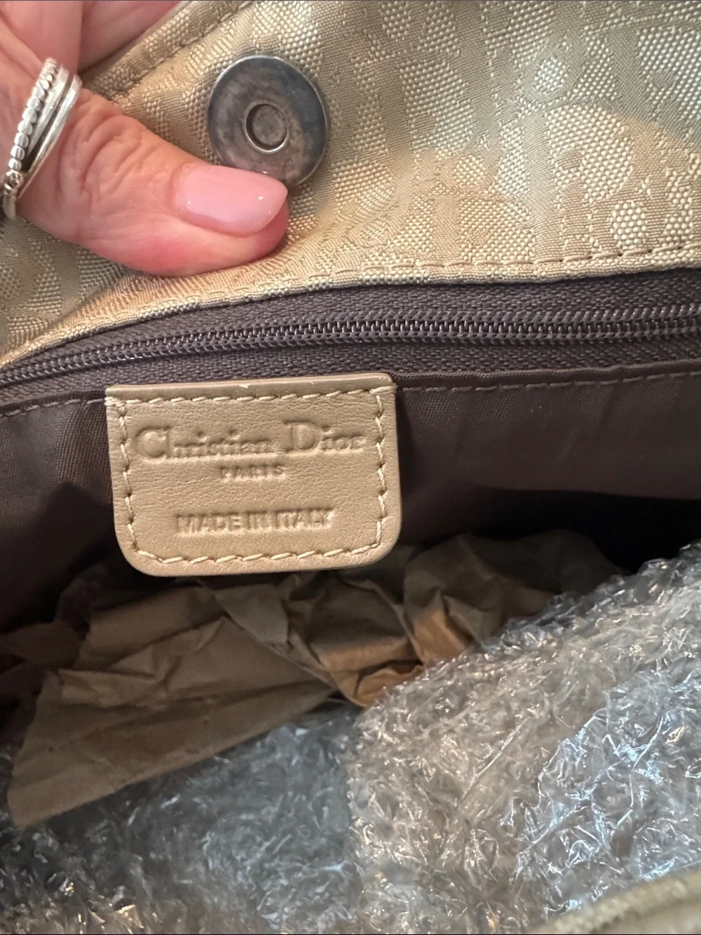 Dior Beige Monogram Hobo Shoulder Bag